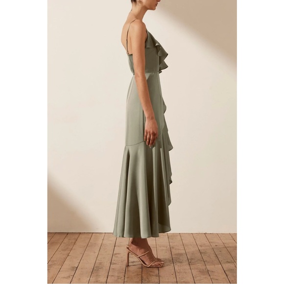 shona joy luxe halter frill dress SHONA JOY Luxe Halter Frill Dress Size 8 in Garnet